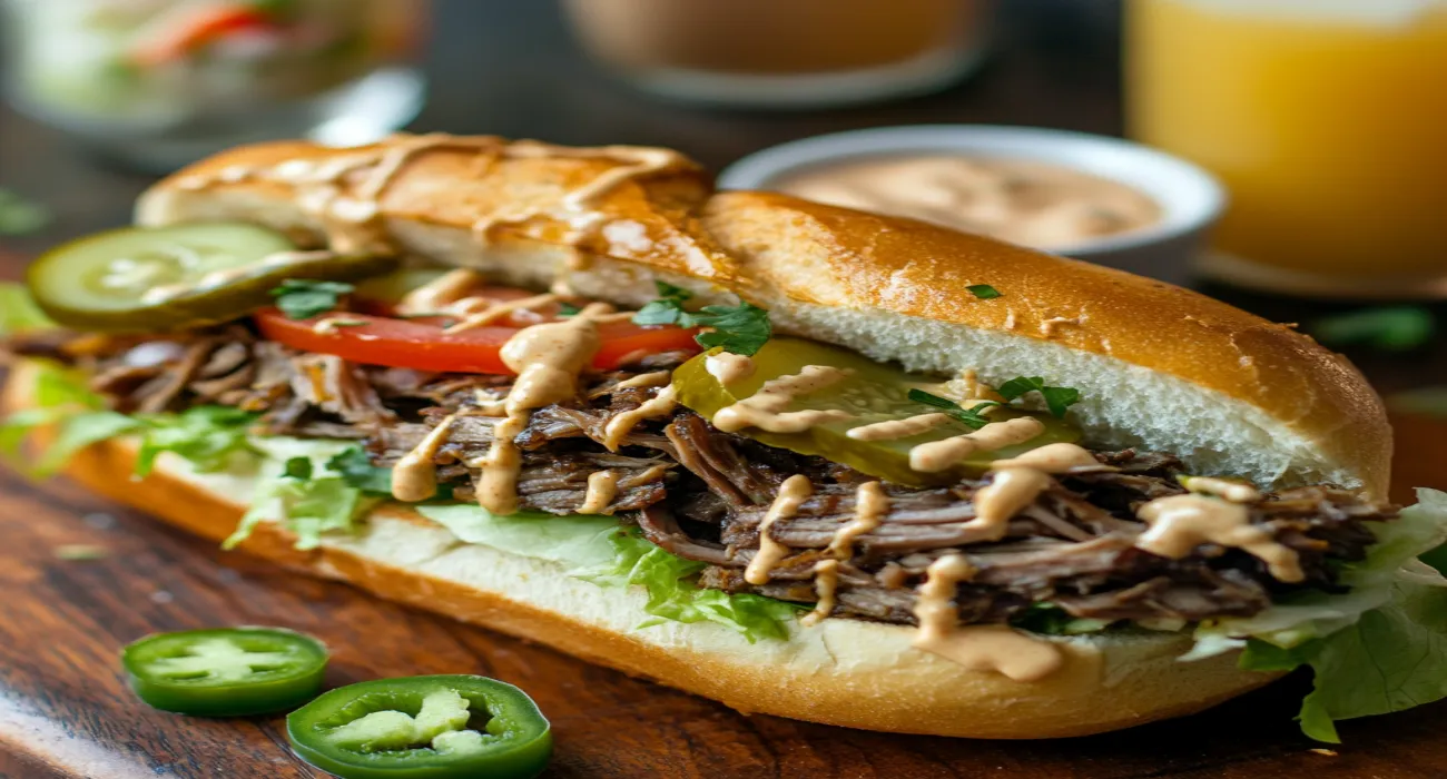 u3329713737 A beautifully plated Slow Cooker Beef Po Boy on a 3550e9e9 f52b 42a7 9d16 72f8cac56e3e 3