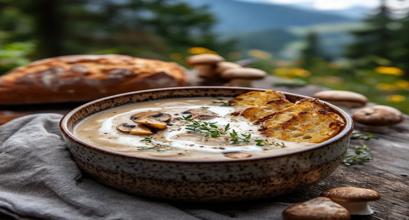 u3329713737 A steaming bowl of creamy mushroom soup served in 84e9fd27 2933 4c89 9d86 330f62655f88 0