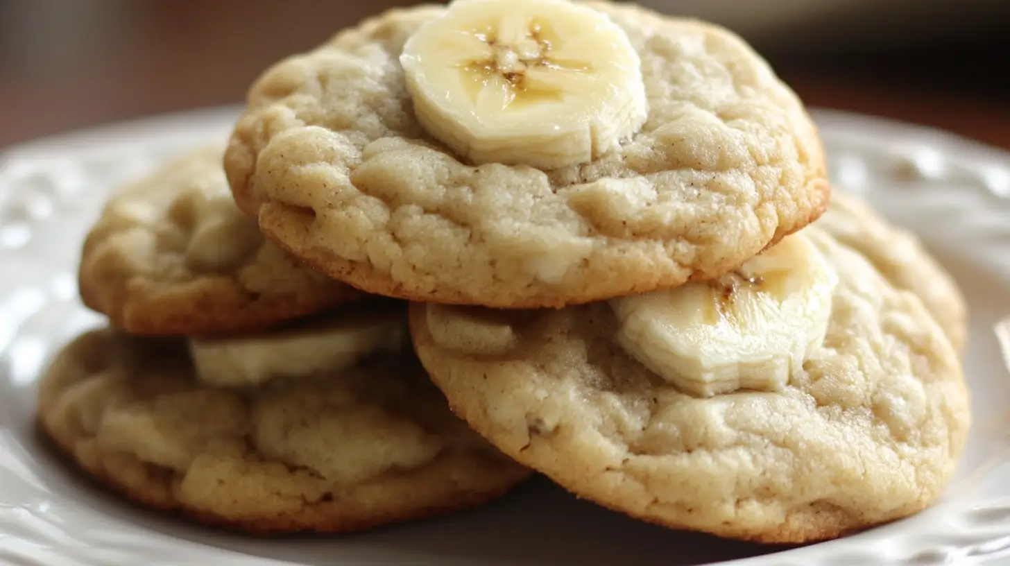 Freshly baked banana bread cookies