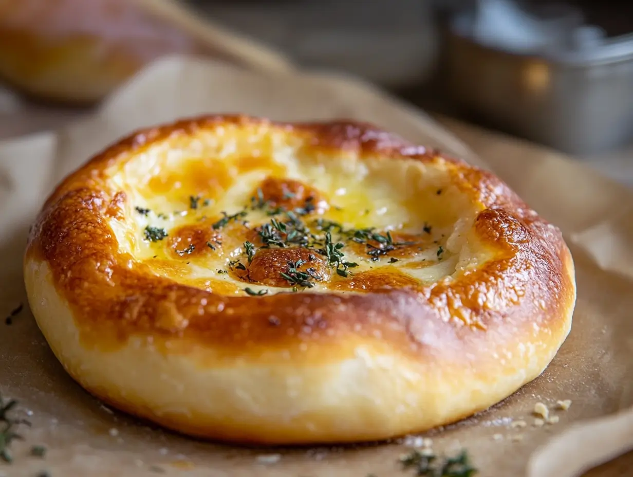 Golden, flaky Swiss Gipfeli on a rustic wooden tray, fresh from the oven, perfect for a cozy breakfast.